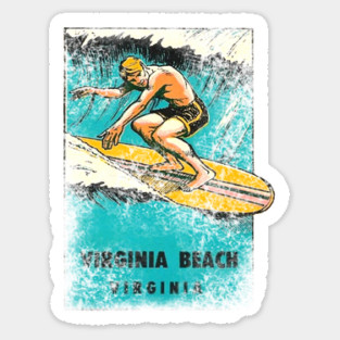 Virginia Beach Vintage Surfing Sticker