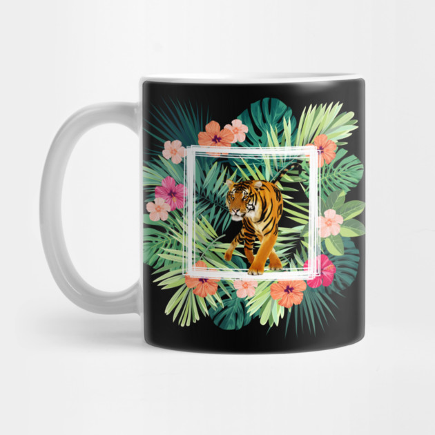 Tiger Big Cat, Tropical Palm Leaves Floral by logiamerch