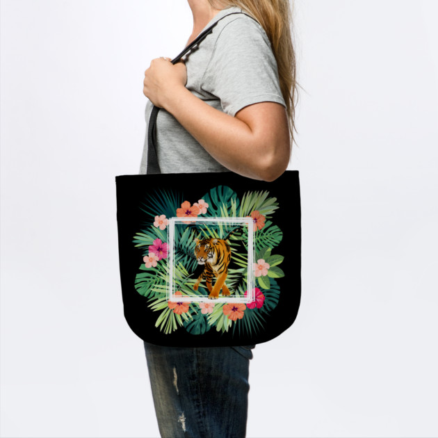 Tiger Big Cat, Tropical Palm Leaves Floral by logiamerch