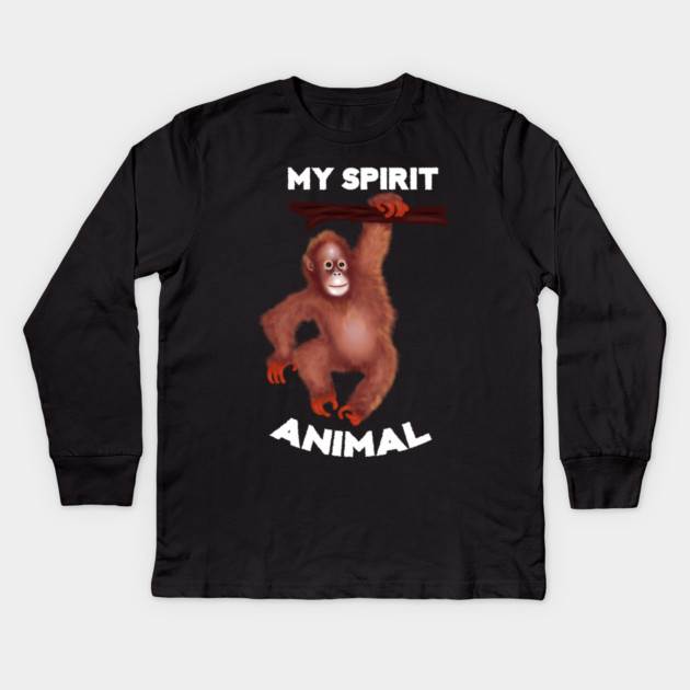 Orangutan Spirit Animal Kids Long Sleeve T-Shirt by logiamerch