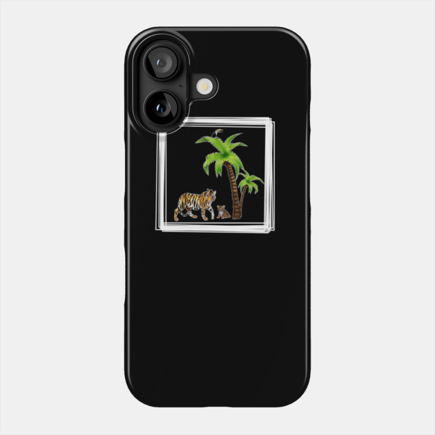 Tiger with Cub Tropical Animal Phone Case by logiamerch