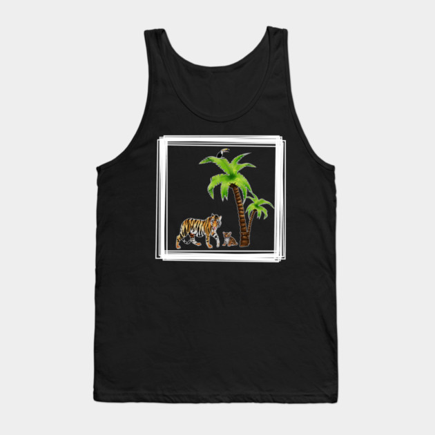 Tiger with Cub Tropical Animal Tank Top by logiamerch