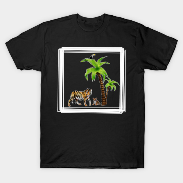Tiger with Cub Tropical Animal T-Shirt by logiamerch