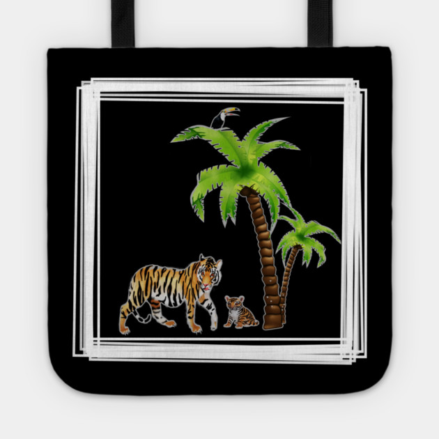Tiger with Cub Tropical Animal Tote by logiamerch