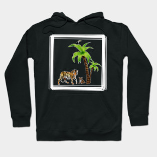 Tiger with Cub Tropical Animal Hoodie