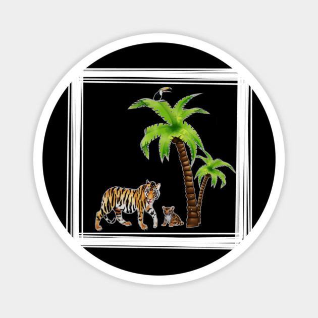Tiger with Cub Tropical Animal Magnet by logiamerch