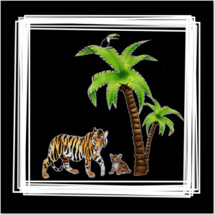 Tiger with Cub Tropical Animal Posters and Art