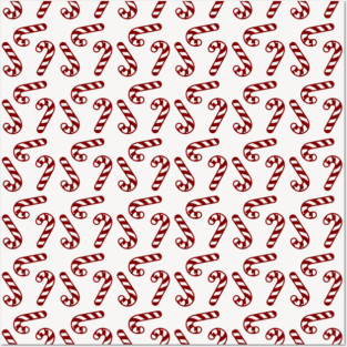 Large Dark Christmas Candy Apple Red Candy Canes on White Posters and Art