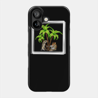 Cheetah and Leopard Chillin, Plam Tree Tropical Phone Case