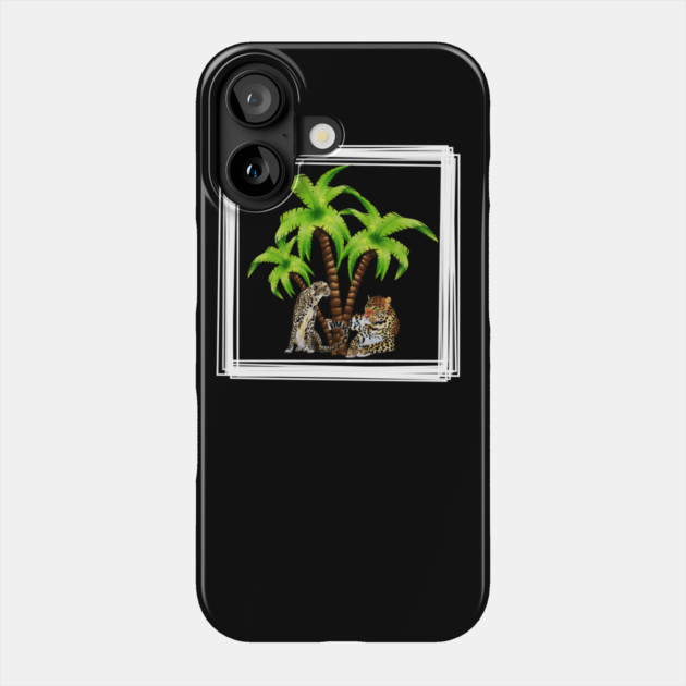 Cheetah and Leopard Chillin, Plam Tree Tropical Phone Case by logiamerch
