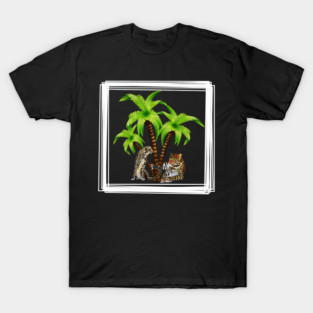 Cheetah and Leopard Chillin, Plam Tree Tropical T-Shirt