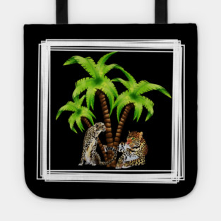 Cheetah and Leopard Chillin, Plam Tree Tropical Tote