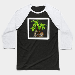 Cheetah and Leopard Chillin, Plam Tree Tropical Baseball T-Shirt