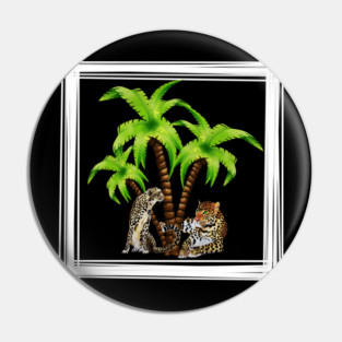 Cheetah and Leopard Chillin, Plam Tree Tropical Pin