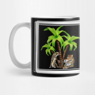 Cheetah and Leopard Chillin, Plam Tree Tropical Mug