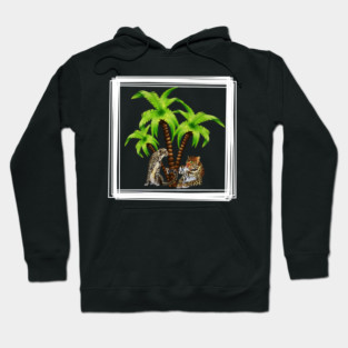 Cheetah and Leopard Chillin, Plam Tree Tropical Hoodie