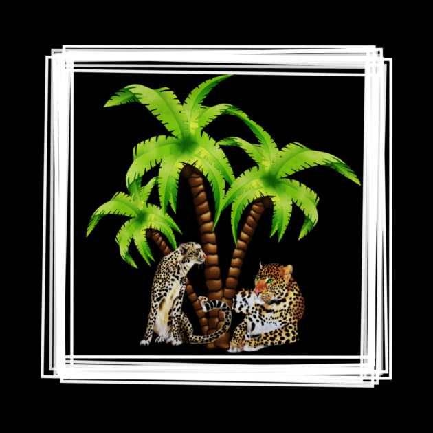 Cheetah and Leopard Chillin, Plam Tree Tropical by logiamerch
