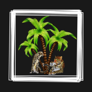 Cheetah and Leopard Chillin, Plam Tree Tropical T-Shirt