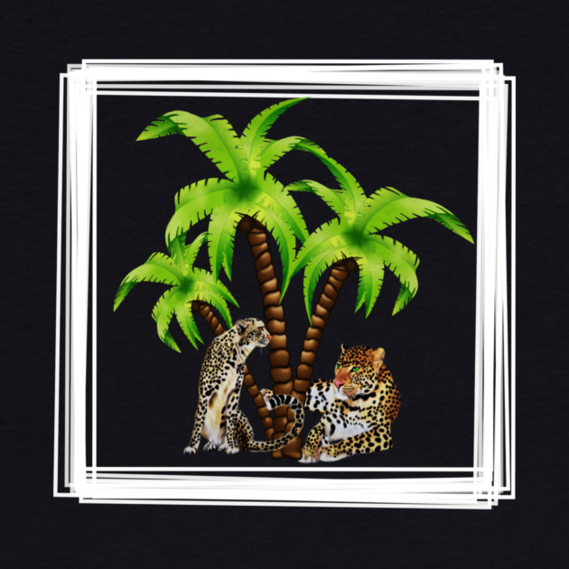 Cheetah and Leopard Chillin, Plam Tree Tropical by logiamerch