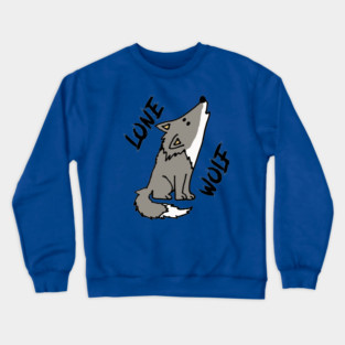 Cute Lone Wolf Cartoon Crewneck Sweatshirt