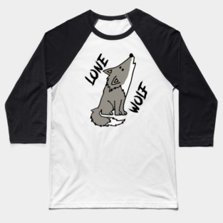 Cute Lone Wolf Cartoon Baseball T-Shirt