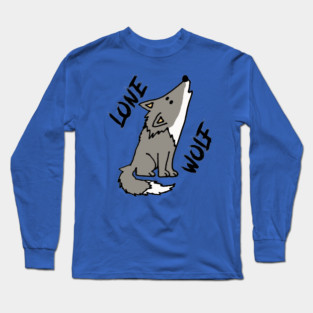 Cute Lone Wolf Cartoon Long Sleeve T-Shirt