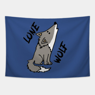 Cute Lone Wolf Cartoon Tapestry