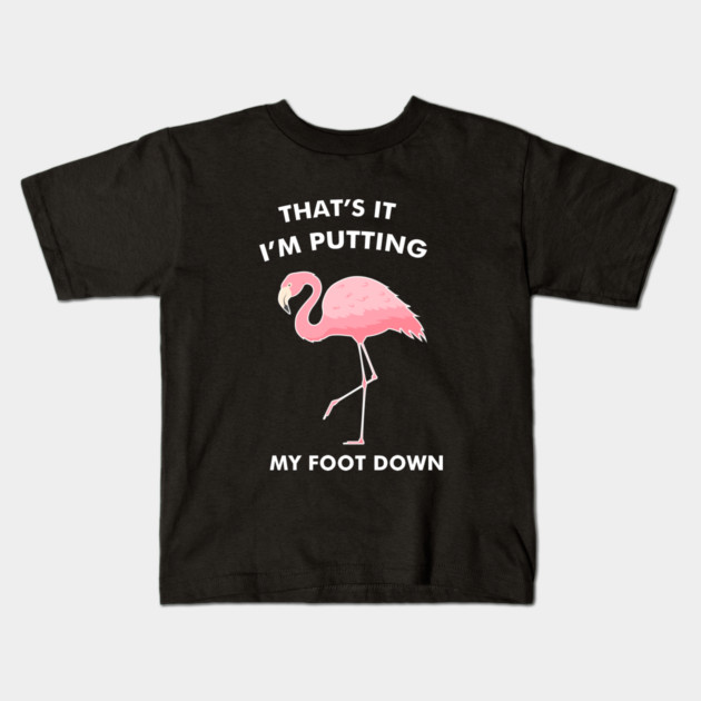 Flamingo, That's I'm Putting Foot Down Funny Kids T-Shirt by logiamerch