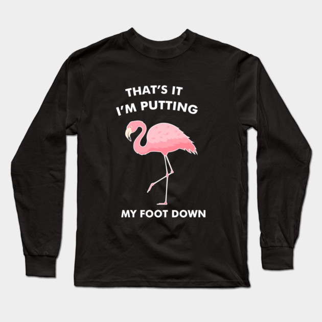 Flamingo, That's I'm Putting Foot Down Funny Long Sleeve T-Shirt by logiamerch