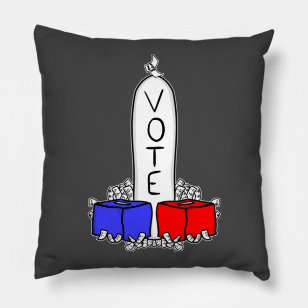 Vote Phallic Dick Joke Ballot Box Pillow by belownormal