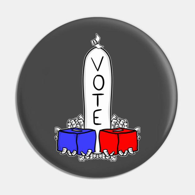 Vote Phallic Dick Joke Ballot Box Pin by belownormal