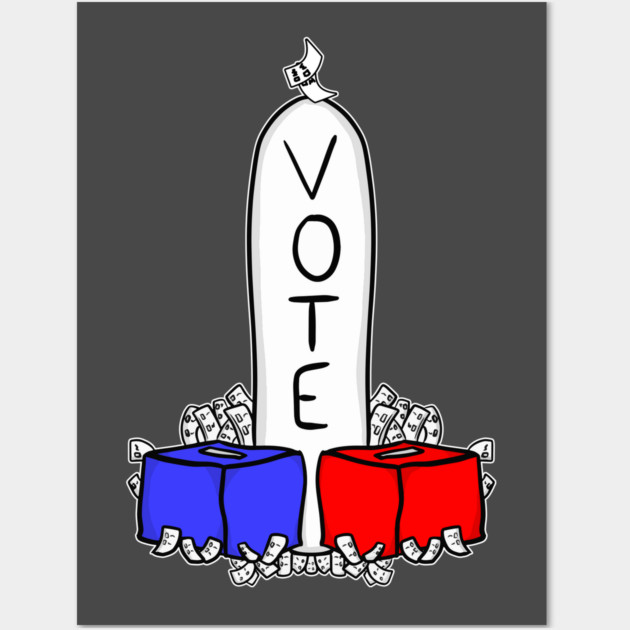 Vote Phallic Dick Joke Ballot Box Wall Art by belownormal