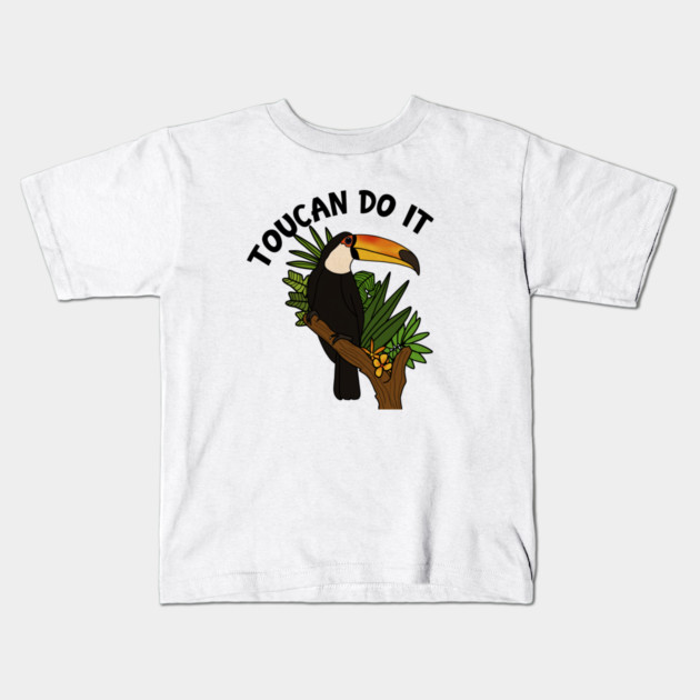 Toucan Do it, Funny Motivational, Tropical Bird Kids T-Shirt by logiamerch
