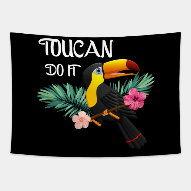 Toucan Do It, Tropical Bird Motivational Tapestry by logiamerch