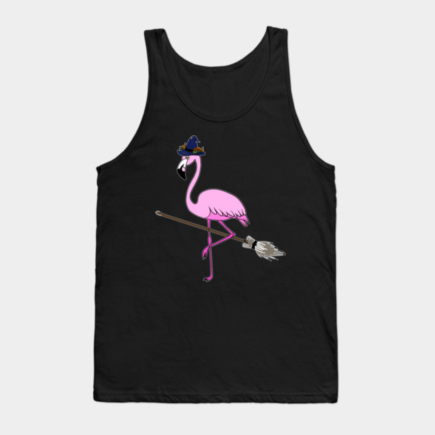 Flamingo Halloween Witch and Broomstick, Love Flamingos Tank Top by logiamerch