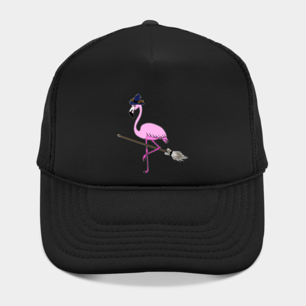 Flamingo Halloween Witch and Broomstick, Love Flamingos by logiamerch