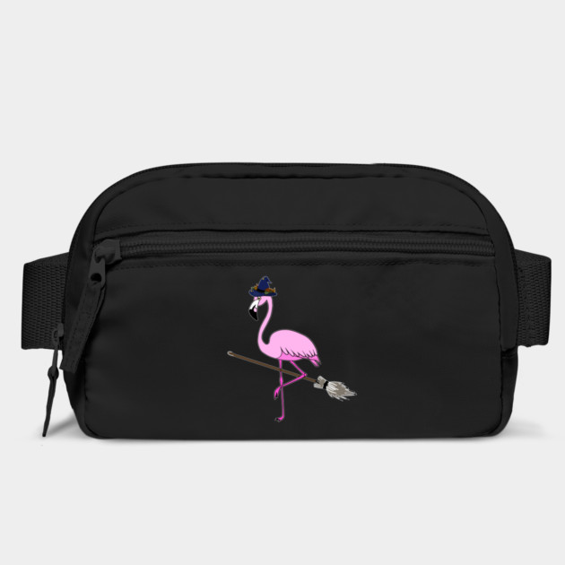 Flamingo Halloween Witch and Broomstick, Love Flamingos by logiamerch