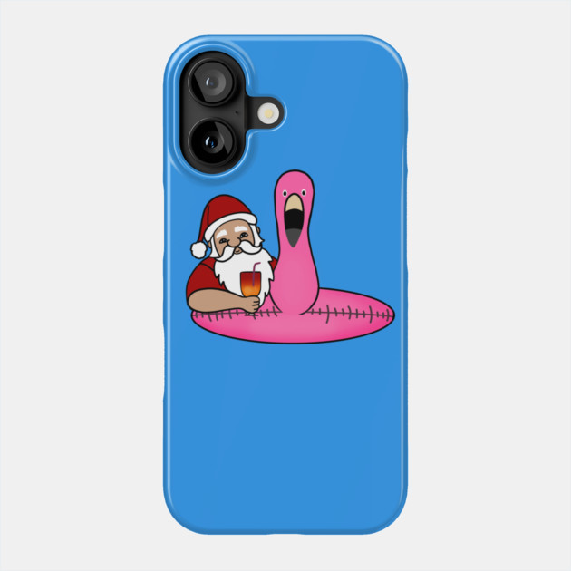 Funny Santa on Vacation, Xmas Flamingo Tropical Phone Case by logiamerch