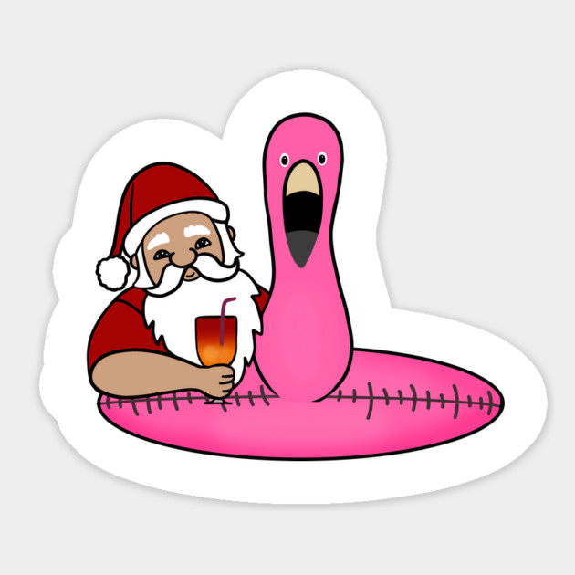 Funny Santa on Vacation, Xmas Flamingo Tropical Magnet by logiamerch