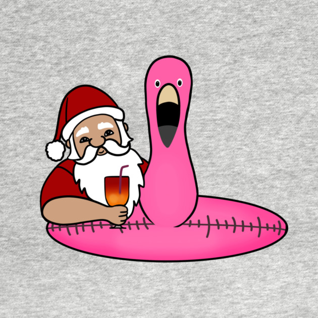 Funny Santa on Vacation, Xmas Flamingo Tropical by logiamerch
