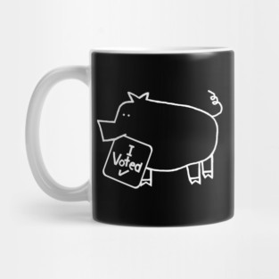 Cute Politics Pig says she Voted White Line Drawing Mug