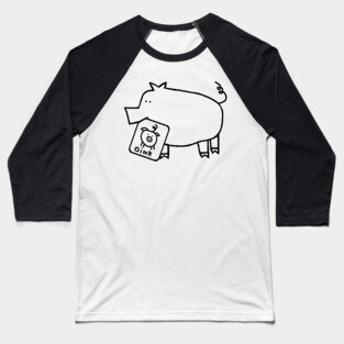 Cute Animals Pig Self Portrait Outline Baseball T-Shirt