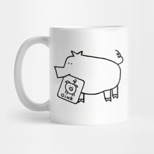 Cute Animals Pig Self Portrait Outline Mug