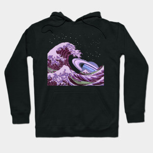 The Great Space Wave - Space Aesthetic, Retro Futurism, Sci Fi Hoodie