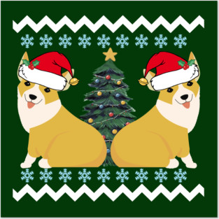 Cute Christmas Corgi Santa Posters and Art