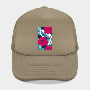 Flamingos and tropical flowers and leaves Hat