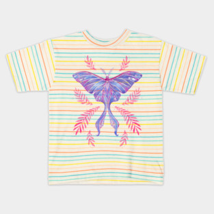 Violet Watercolor Luna Moth Kids T-Shirt