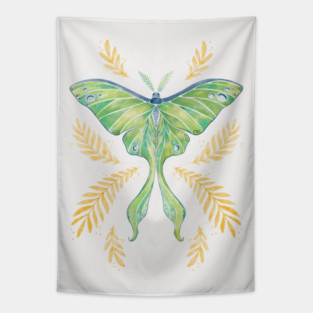 Watercolor Luna Moth Tapestry