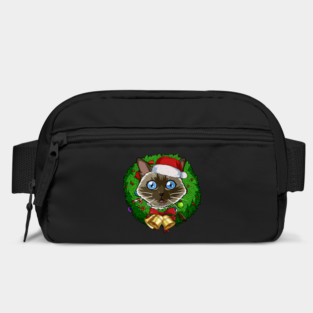 Siamese Cat Santa Christmas Wreath Bag