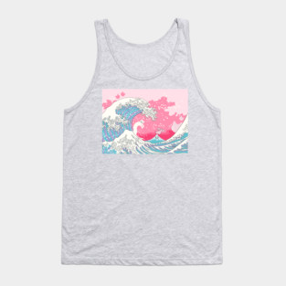 Psychodelic Bubblegum Kunagawa Surfer Cat Tank Top